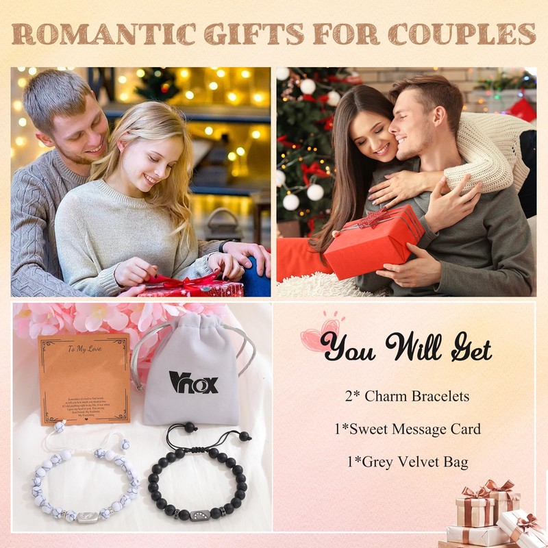 VNOX Matching Couples Bracelets Couple Gifts for Boyfriend Girlfriend Valentine's