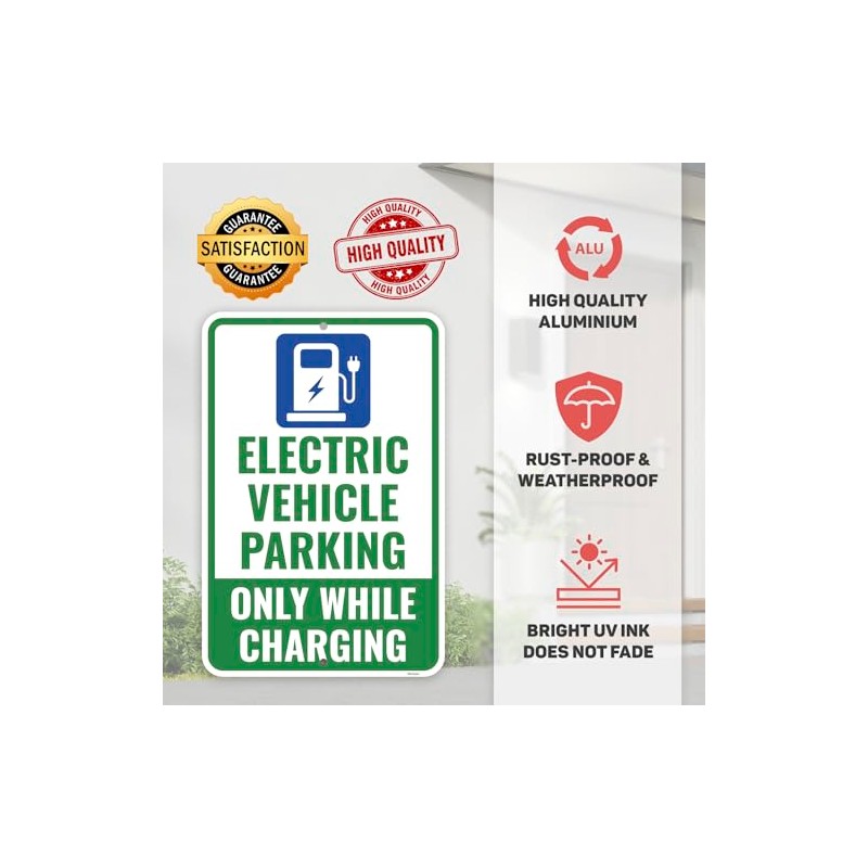 1PC Electric Vehicle Parking Sign, 18 x 12 Inches -