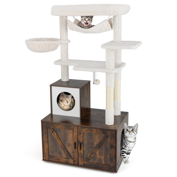 Costway 59 inch Cat Tree w/ Litter Box Enclosure w/