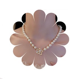 W WEILIRIAN Boho Flower Pendant Necklace Beads Choker Crystal Flower Chain Vintage Beads Jewellery for Women, Metal, Artificial gemstone