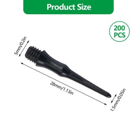 Pack of 200 Dart Tips, Plastic, Black, 2BA Thread Dart Tips, Soft, Plastic Dart Tips, Replacement Tips, Target Darts, Not Easy to Break and Bend, Soft Darts for Dart Sports Enthusiasts