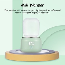 Rechargeable Bottle Warmer Portable Milk Warmer for Baby Milk Heater for Breastmilk Formula And Water with 4 Temperature Adjustment Food-Grade Stainless Steal Plate