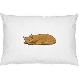 Azeeda 2 x 'Sleeping Ginger Cat' Cotton Pillow Cases (PW00019147)