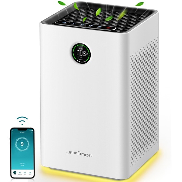Jafända Air Purifiers for Home Large Room, Smart WiFi and Alexa Control, True HEPA 13 Filter Air Cleaner with Activated Carbon, 1190 Ft², Remove Dust Pollen Smoke Odors, Quiet Sleep Mode 23dB