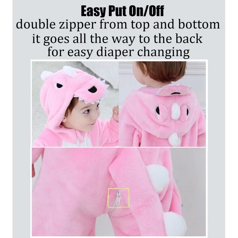 whorse Pijama Unisex para bebé, diseño de Animales, Pink Dinosaur,