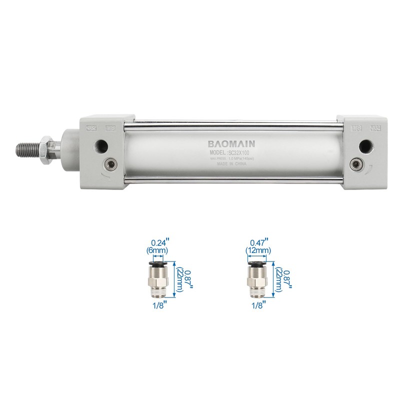 Baomain Pneumatic Air Cylinder SC 32 x 100, 1-1/4 inch(32mm)