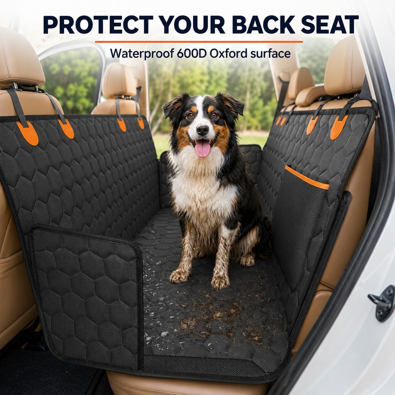 SucceBuy Dog Back Seat Extender with Hard Bottom, Mesh Window