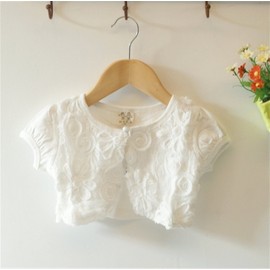 WIN Girl's Bolero Cardigan, Short Sleeve, For Children, Girls, White, Pink, Thin, Soft, Cardy, Girls, Formal Kids, Formal Dress, Cute Recitals, Kindergarten Entrance Ceremonies, Weddings, Parties,