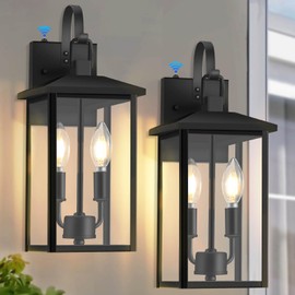 SHIMR Dusk to Dawn Outdoor Lighting 2 Pack, Large Exterior Light Fixture Wall Mount Waterproof Outdoor Wall Light Outside Lights for House Porch Garage Patio