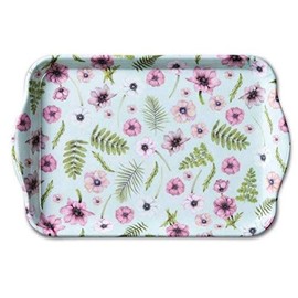 Anemones Tray Melamine 13 x 21 cm, Flowers Leaves Garden, Anemones Green Flower Leaves, Snack Tray by Ambiente