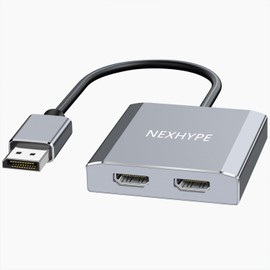 DisplayPort to Dual HDMI Adapter, 4K@60Hz DP to HDMI Splitter Extended Display Adapter for Dual Monitors,Display Port to 2 HDMI Converter for De-ll, NVIDIA, AMD, Len-ovo, HP