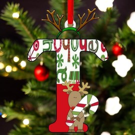 Axahuhavn Letter Pendant Vibrant Christmas Pendant with English Letters DIY Xmas Decor Ornament for 2024 New Year Acrylic Design (T)