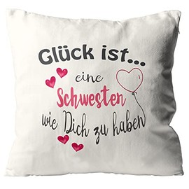 WarmherzIch Cushion Cover with Filling 45 cm Cotton Cushion Cover with Filling, Gift for Sister Birthday