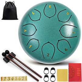 Taechalingo Tongue Drum 6 Inch 8 Tones, Small Steel Tongue Drum, Steel Tongue Drum, Small, with Tongue Drum, Songbook, Drum Sticks and Fabric Bag, Meditation Yoga Sound Healing