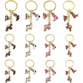 paquete de 12 bonitos llaveros de vaquero para mujer, sombrero de vaquero y botas, llavero de joyería occidental para llaves de coche, bolso, mochila, amante de los caballos, esmaltado