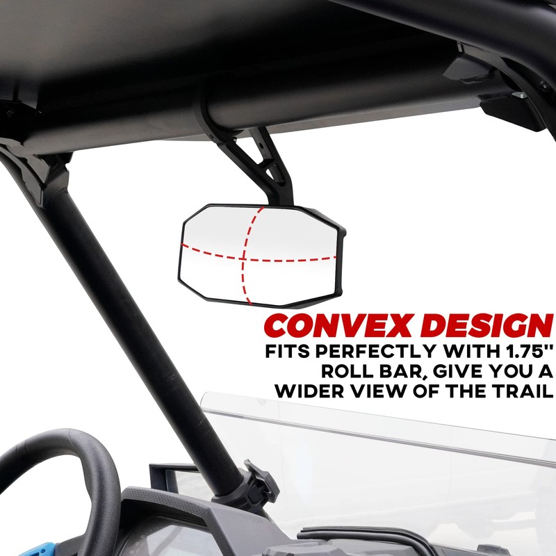 SAUTVS Center Convex Rearview Mirror and Adjustable Folding Side Rear