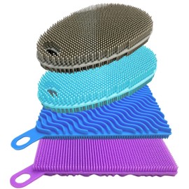 Silicone Sponges for Dishes - 4 Pack Dual-Sided Dish Scrubber and Sponge - Food Grade, BPA Free Silicone Dish Sponge & Housecleaning
