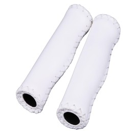 S.fields.inc Handlebar Grips Bicycle PU Leather Stitched Flat Bar (White)