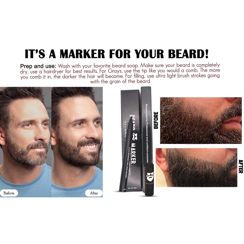 Beard Filler Pen by Beard Marker – ebony-elegance (Black) –