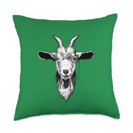 Goat with monocles Throw Pillow
