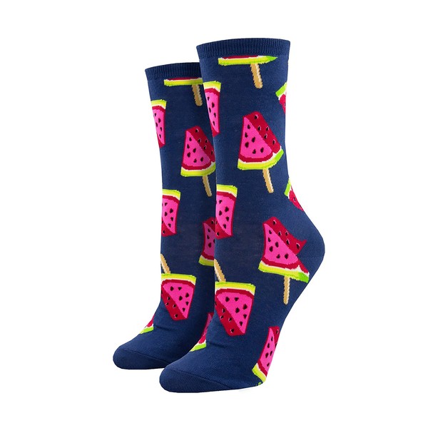 Socksmith Women's Watermelon Pops Crew Socks, Navy