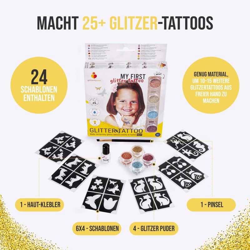 My First Glitter Tattoo - Glitter Tattoo Set for Girls