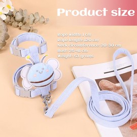 GXGM Pack of 2 Adjustable Soft Cat Harnesses Rabbit Harness with Elastic Lead for Small Animal Kitty Pet Harness and Lead for Bunny Cat Little Pet Walking S, blue