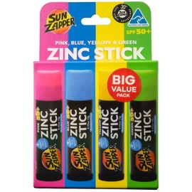 Sun Zapper Zinc SPF 50+ Stick Value Pack (Rainbow Mixed) 12g X 4