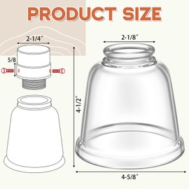 Teenyyou 6 Pcs Clear Glass Globes for Ceiling Fan Lights Covers Glass Lamp Shade Replacement for E26 Chandelier Table Wall Sconce, 2-1/8" Fitter, 4-5/8" Diameter x 4-1/2" Height