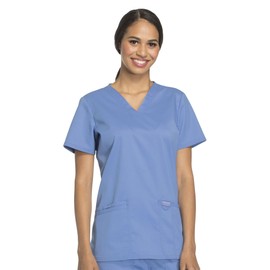 Cherokee Women's Plus Size V-Neck Top, Ciel Blue, XX-Large