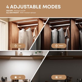 LROLTEF Under Cabinet Kitchen Lights, Motion Sensor Dimmable 21cm 1500mAh 6500K LED Under Counter Rechargeable Wardrobe Indoor Night Lights for Kitchen Shelf Stairs Closet 2 Pack