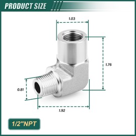 GORAGUCHI 2PCS 304 Stainless Steel 90 Degree Barstock Street Elbow, 1/2 inch NPT Male Fitting to 1/2 inch NPT Female Fitting