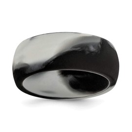 Solid Silicone Black and Grey Camo 8.7mm Domed Plain Classic Wedding Band Ring Size 11