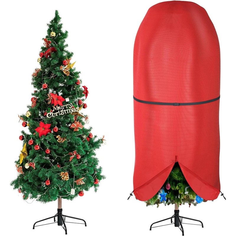 Upright Christmas Tree Storage Bag with Adjustable Straps, Zipper &