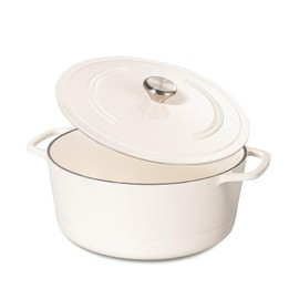 Chef Power Enameled Cast Iron Dutch Oven Pot with Lid 6QT, Heavy-Duty Cookware for Braising, Stews, Roasting, Bread Baking, Oven Safe Cream White