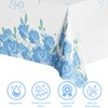3 Pack Blue Floral Disposable Plastic Tablecloths, 54 x 108