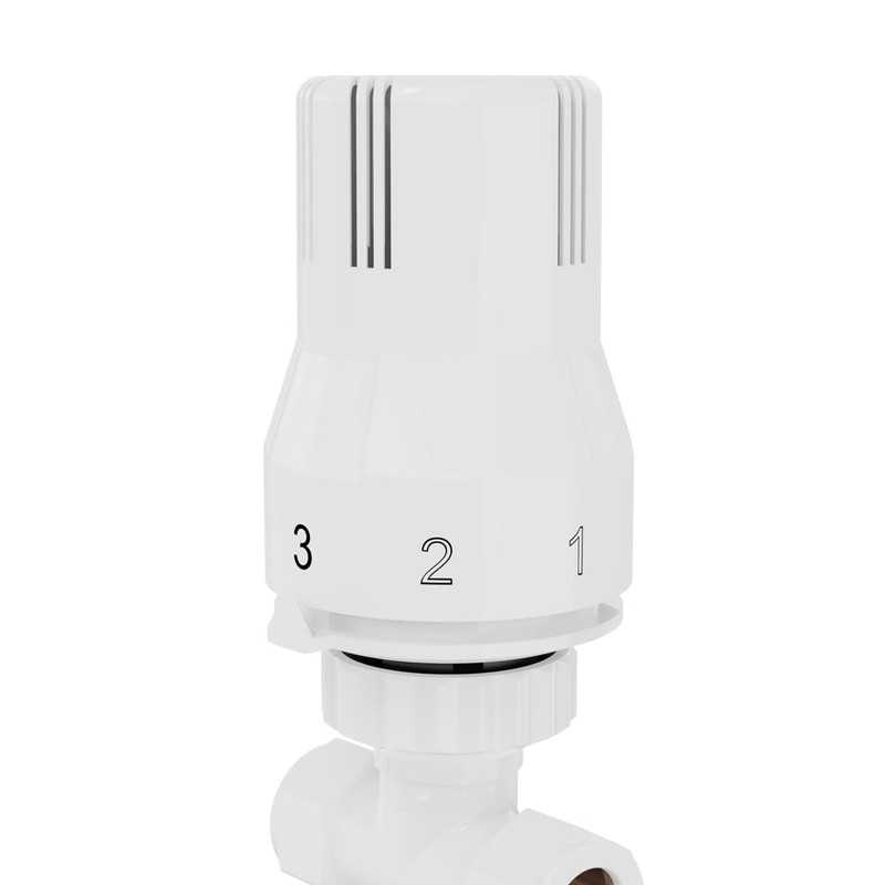 NRG 15mm White Bathroom TRV Thermostatic Radiator Valve + Lockshield