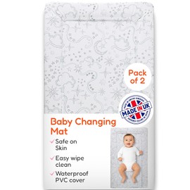 Baby Changing Mat - Extra Thick & Durable - Raised Edges - 76x45cm, 2 Pack