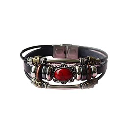 Fuqimanman2020 Bohemia Leather Bracelets for Women Multilayer Turquoise Bracelets with Genuine Leather Boho Western Style Jewelry for Men and Woman