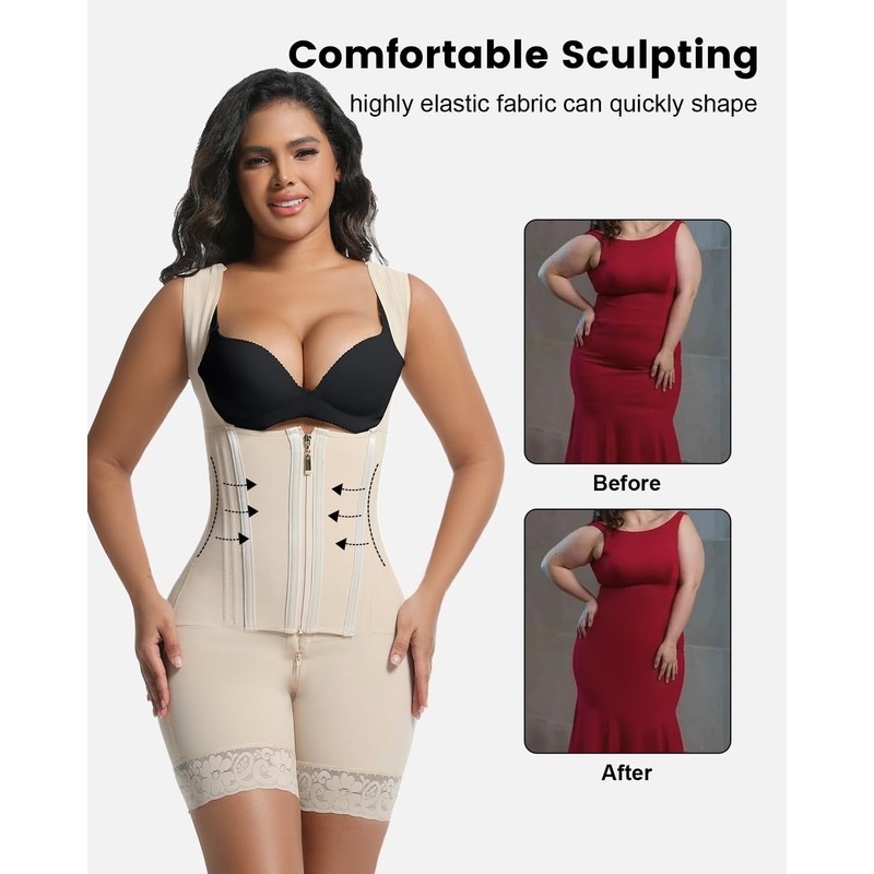 Fajas Colombianas Shapewear for Women, Full Body Shaper with Butt