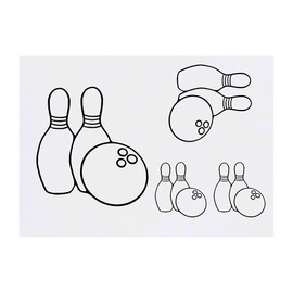 Azeeda 4 x 'Bowlingkugel & Kegel' Temporäre Tattoos - Wasserfest, Hautfreundlich & Ungiftig · Transfers in Verschiedenen Größen (TO00044687)