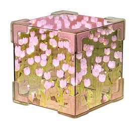 YOGONEV DIY Lámpara de Tulipanes en Cubo,Lampara de Tulipanes Infinitos Con Espejo,Lampara de Flores,Romántico Decorativo Flower Hecha a Mano Night Luz Para Regalo de Dormitorio,la Fiesta (Rosa)