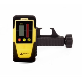 AdirPro Universal Rotary Laser Detector (LD-8) - Digital Rotary Laser Receiver with Dual Display and Built-In Bubble Level, Compatible with Most Red Rotary Lasers - Rod Clamp Included