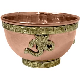 Om Copper - tazón de 3 pulgadas, ideal para uso en altar, uso ritual, quemador de incienso, tazón de difuminación, tazón de decoración, tazón de oferta - New Age Imports, Inc. (Om)
