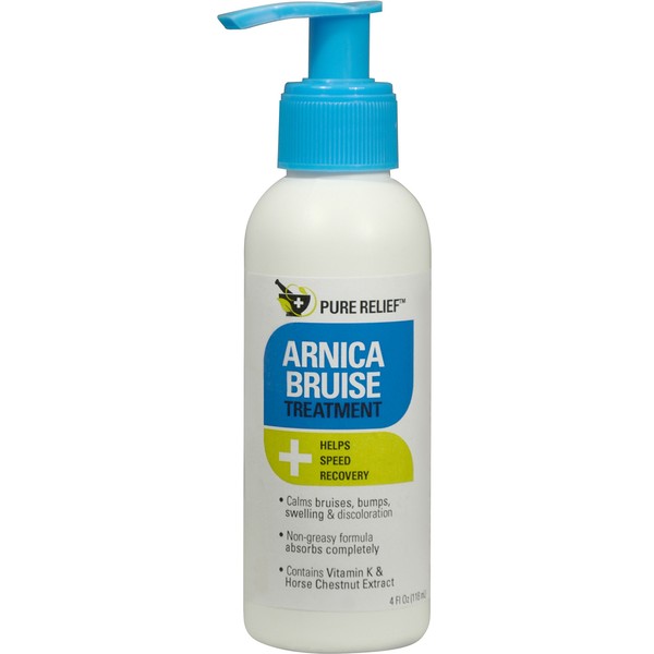 Pure Relief Arnica Bruise Lotion. Rapid Relief for Bruising, Redness, and Discoloration. Powerful Bruise Lotion with Soothing Ingredients- Aloe Vera, Vitamin K, Collagen, and Gotu Kola. (4oz)