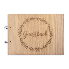 Manta Makes Wedding Guest book | wooden rustic guestbook | for party weddings reception | blank 30 pages | 60 sides