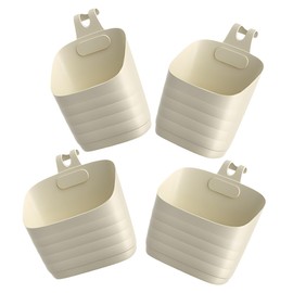 KOMBIUDA 4pcs Wall Hanging Storage Baskets Stackable Organizers for Kitchen Bathroom Dorm Lightweight Easy to Install No Damage to Walls Cream White Large Small