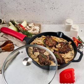 Victoria 12-Inch Cast Iron Skillet, Pre-Seasoned Cast-Iron Frying Pan with Long Handle, Made in Colombia