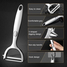 Skaaisont Potato Peeler for Kitchen, Sharp Stainless Steel Vegetable Peeler with Potato Eye Remover, Ergonomic Non-Slip Handle Y Peelers