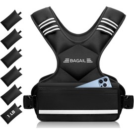 BAGAIL Adjustable Weighted Vest, 4-10lb/12-18lb/20-32lb Rucking Vest for Women & Men with 6 Weights & Large Pocket, Weight Vest for Home Workouts, Running, Walking and Strength Training - Black